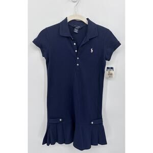 Ralph Lauren NWT Girls Pleated Hem Navy Polo Dress Size M 8/10